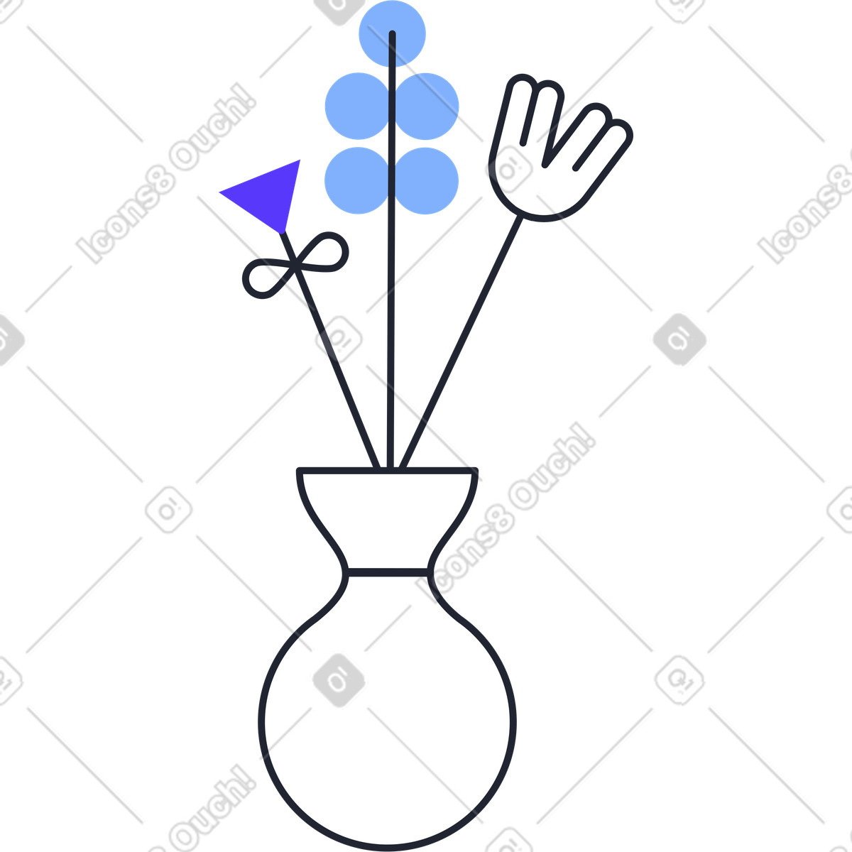 下载 Pablita 风格的 花瓶里的花 插画，支持 PNG、SVG 格式