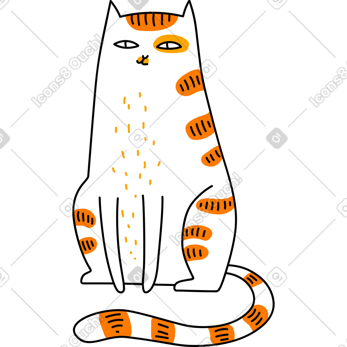 Sitting cat illustration in Purr style download in PNG, SVG