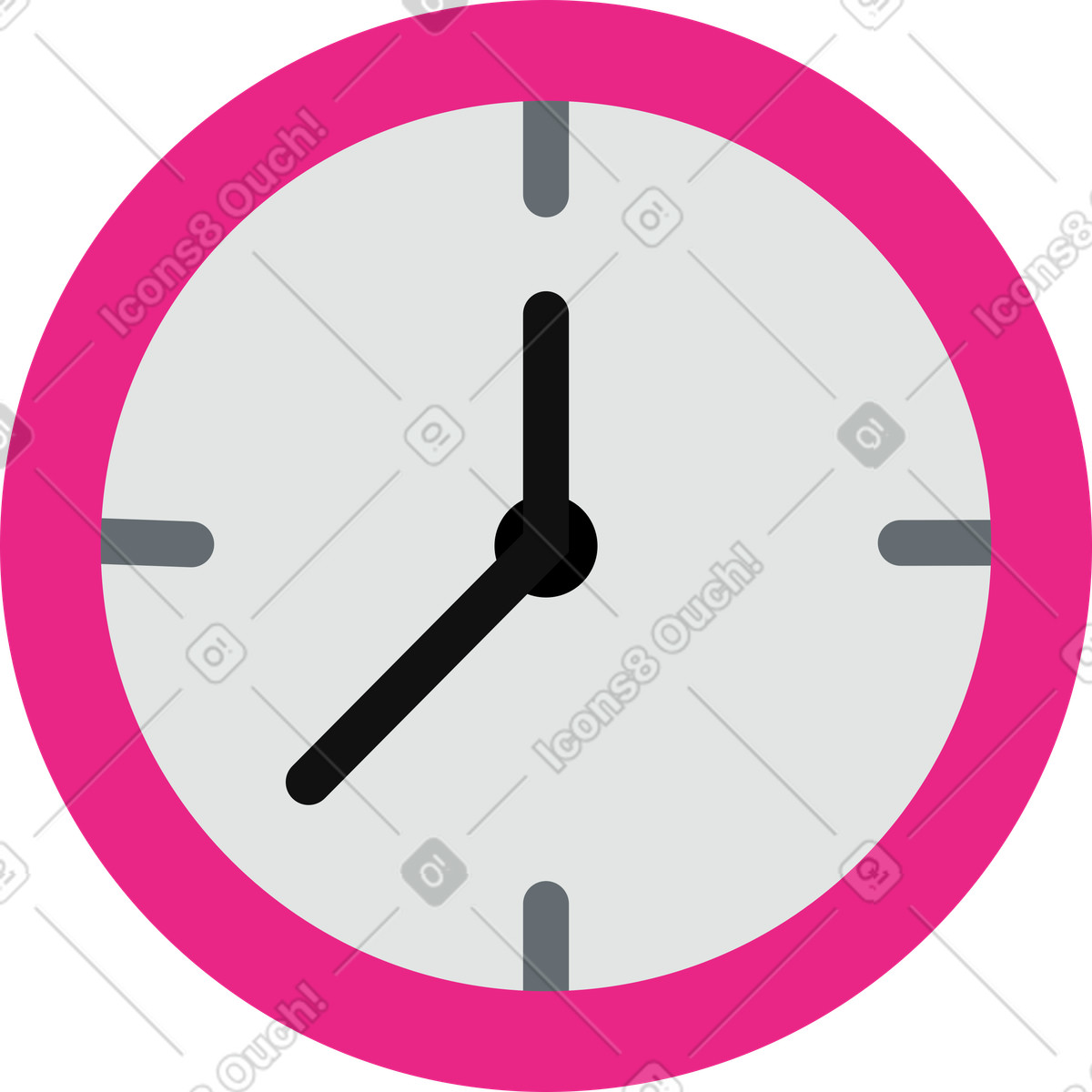Pink round clock illustration in Active style download in PNG, SVG