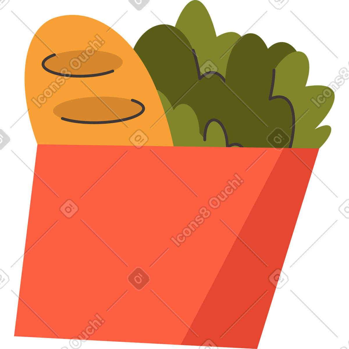 Package with food illustration in Dizzy style download in PNG, SVG