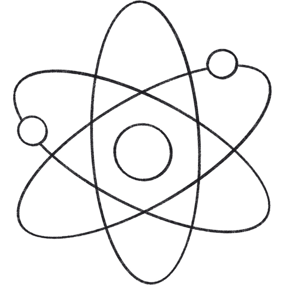 Three ovals as the structure of the atom in physics illustration in PNG, SVG