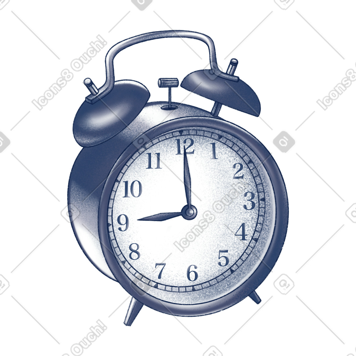 Mechanical alarm clock illustration in Haze style download in PNG, SVG