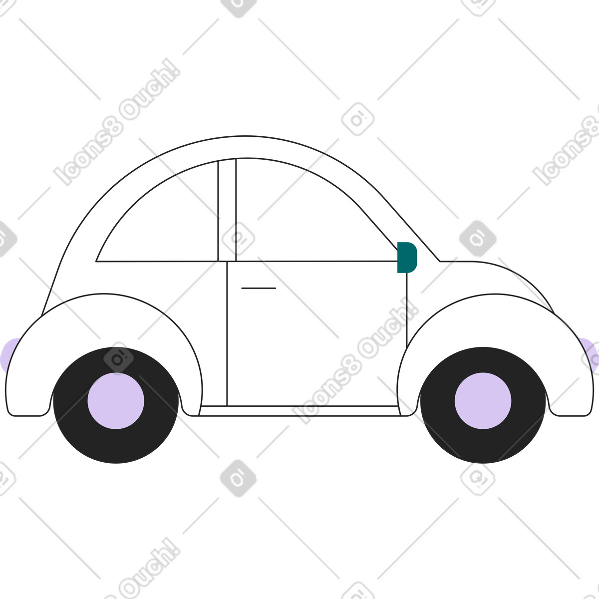 Ilustración Carro blanco en estilo Sammy Line a descargar en PNG y SVG