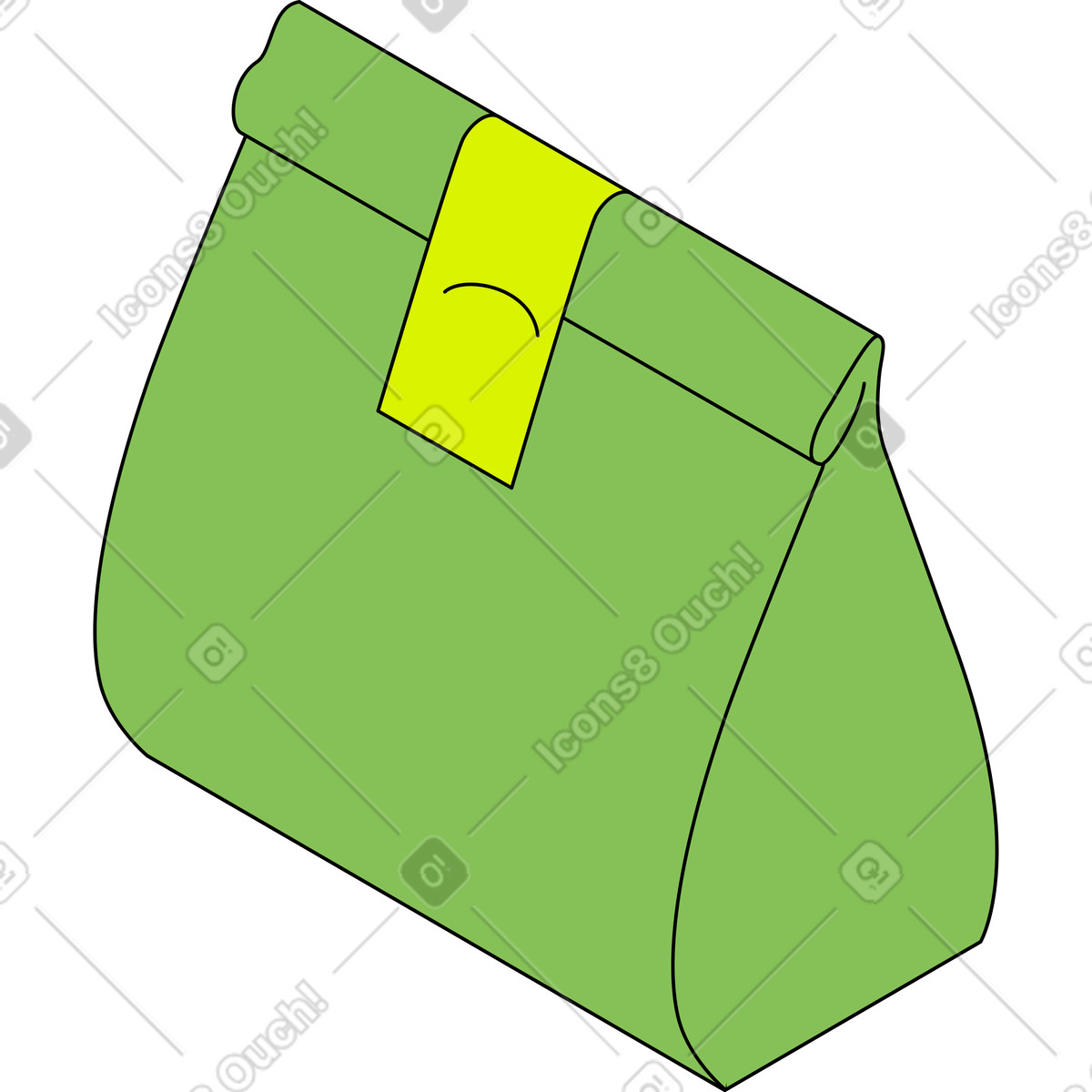 Paper bag for food illustration in Isometric style download in PNG, SVG