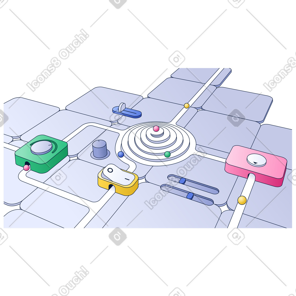 Digital Operations Control Interface for Coordinating Automated Workflows illustration in Neat style download in PNG, SVG