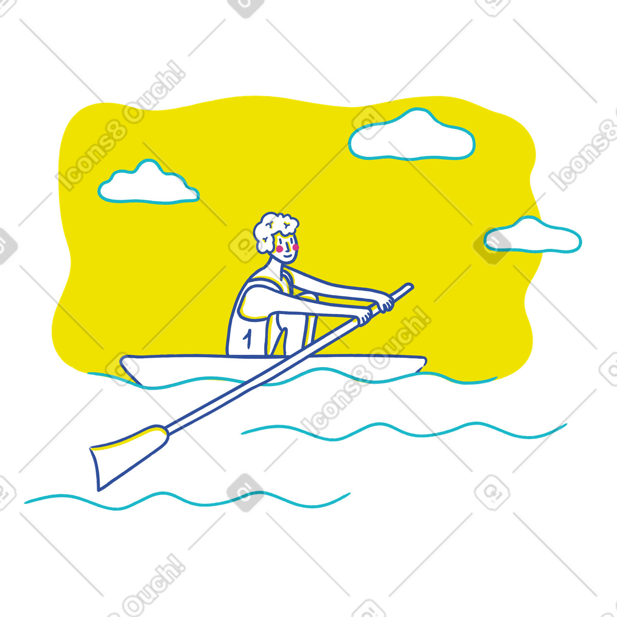 Ilustração de Homem em barco competindo no remo estilo Lime para baixar PNG, SVG