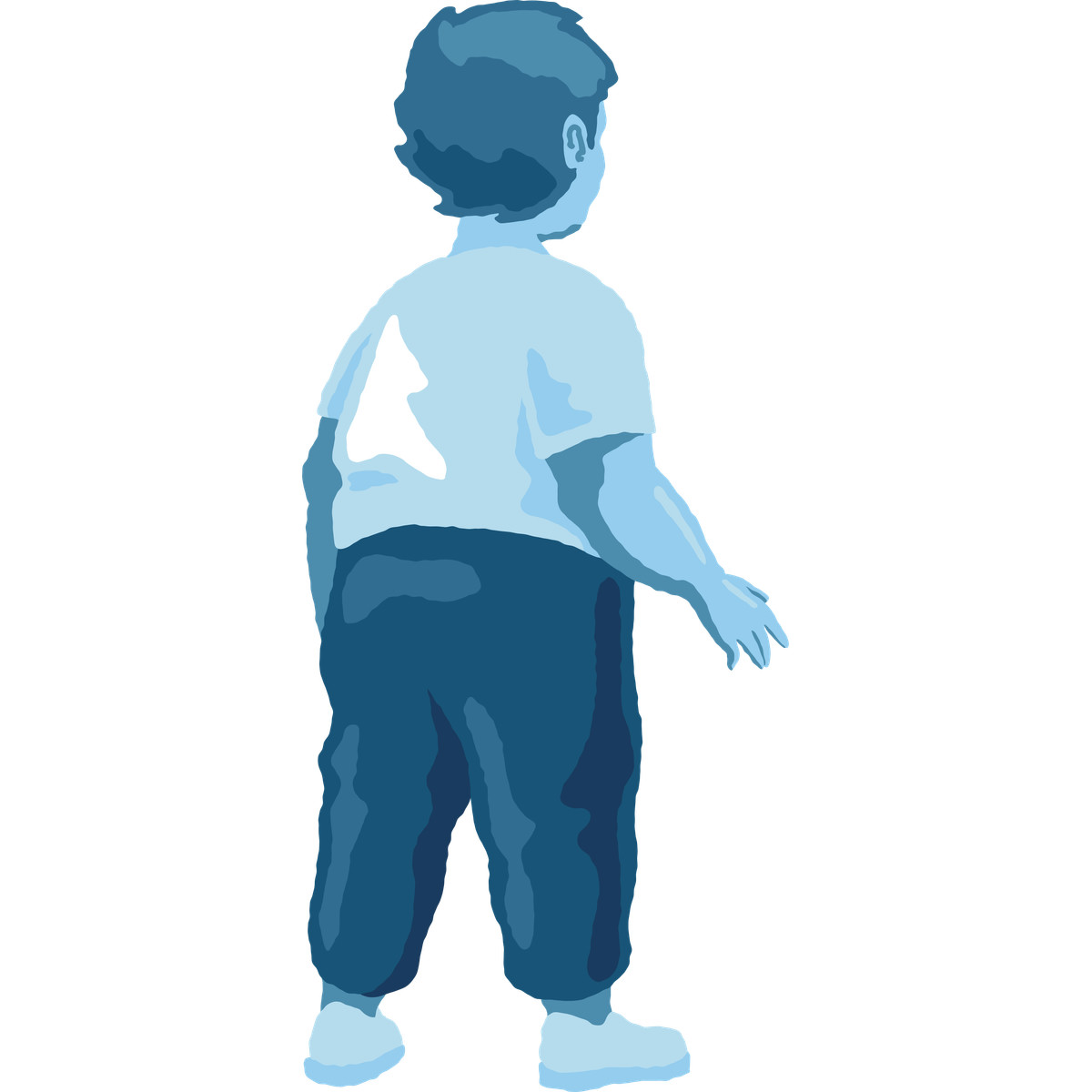 下载 Cherry 风格的 Chubby boy standing back 插画，支持 PNG、SVG 格式