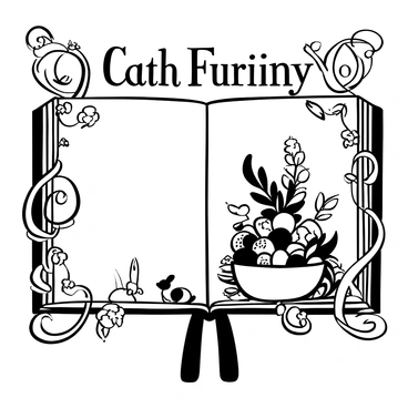 A large, open manuscript page with intricate, decorative elements symbolizing fertility. The page contains elegant swirling vines and blooming flowers artistically arranged around the borders. In the center, there is a prominent illustration of a cornucopia overflowing with various fruits and grains, representing abundance. Additionally, there are small figures of animals, such as rabbits and birds, scattered among the decorative elements, enhancing the theme of life and growth. Ornate, stylized lettering is at the top, possibly containing a phrase related to fertility.