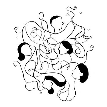 An abstract line art of multiple interconnected faces