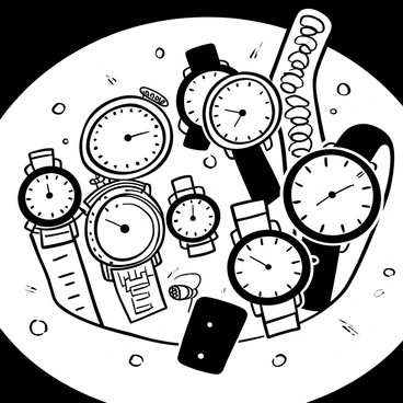 A close-up of a collection of vintage watches arranged neatly on a soft velvet tray. Each watch has intricate designs on its face and ornate metalwork on the bands. The tray is adorned with subtle textures that highlight the elegance of the watches. Shadows cast by the watches create a play of light on the velvet surface. Various sizes and styles of watches are visible, showcasing their unique dials and classic features. The overall composition emphasizes the craftsmanship of the watches against the rich backdrop of the velvet tray.