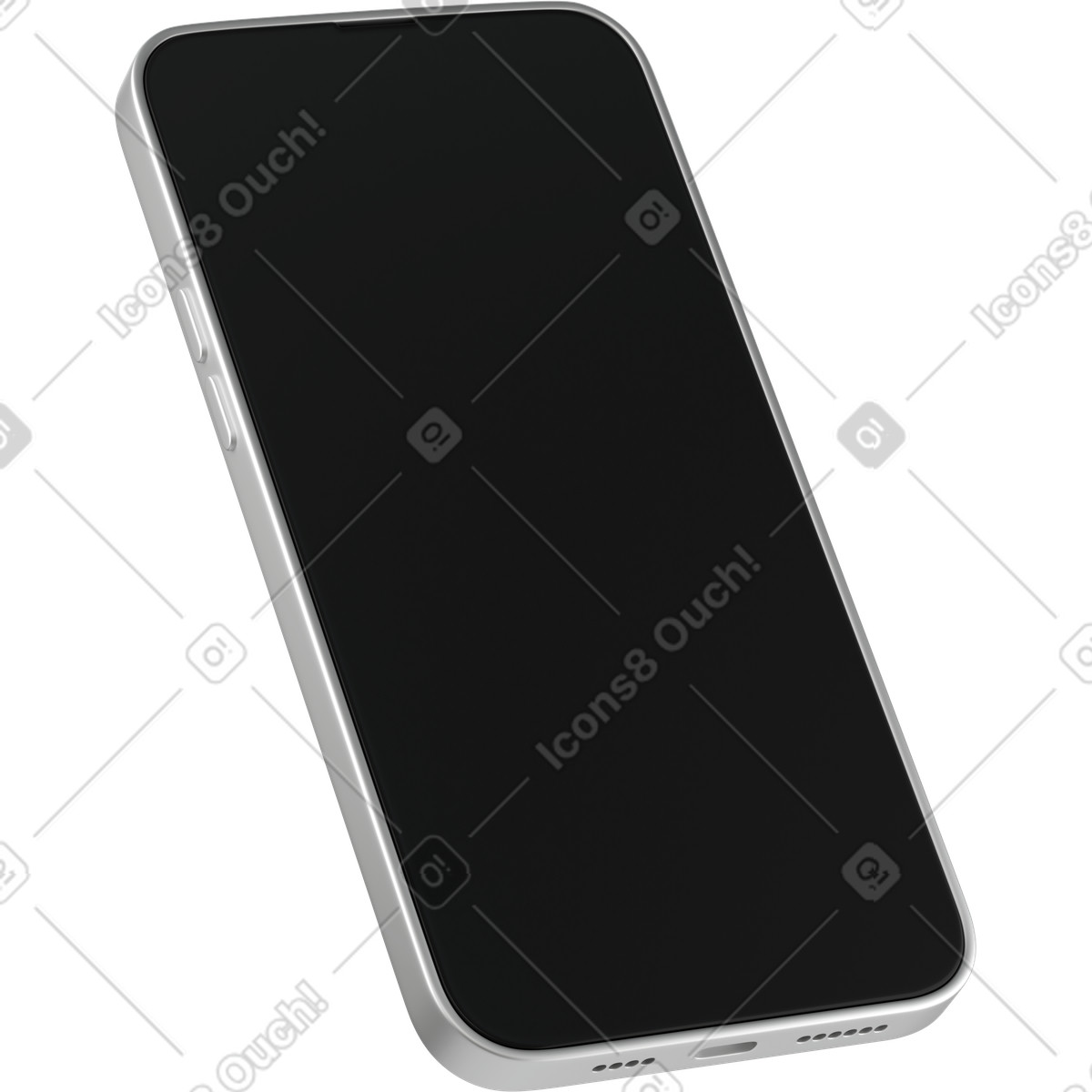 Side view of a black phone screen-Illustration im 3D Business-Stil als Download in PNG, SVG