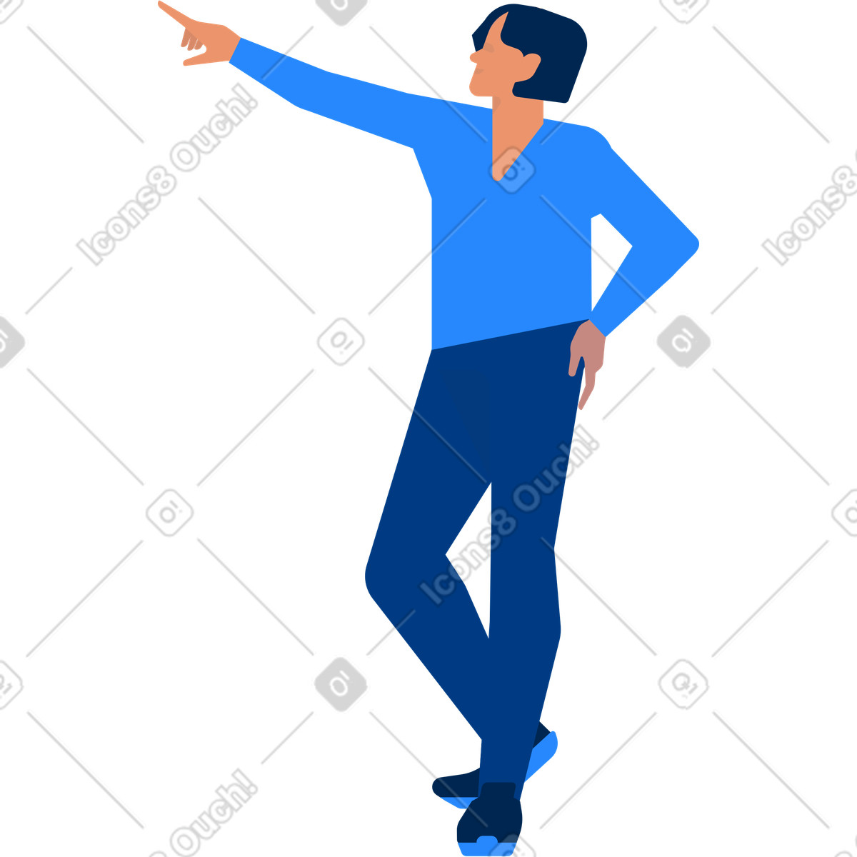 Uomo dell'ufficio che mostra illustrazione animata in stile Urban scaricabile in GIF, Lottie (JSON), AE