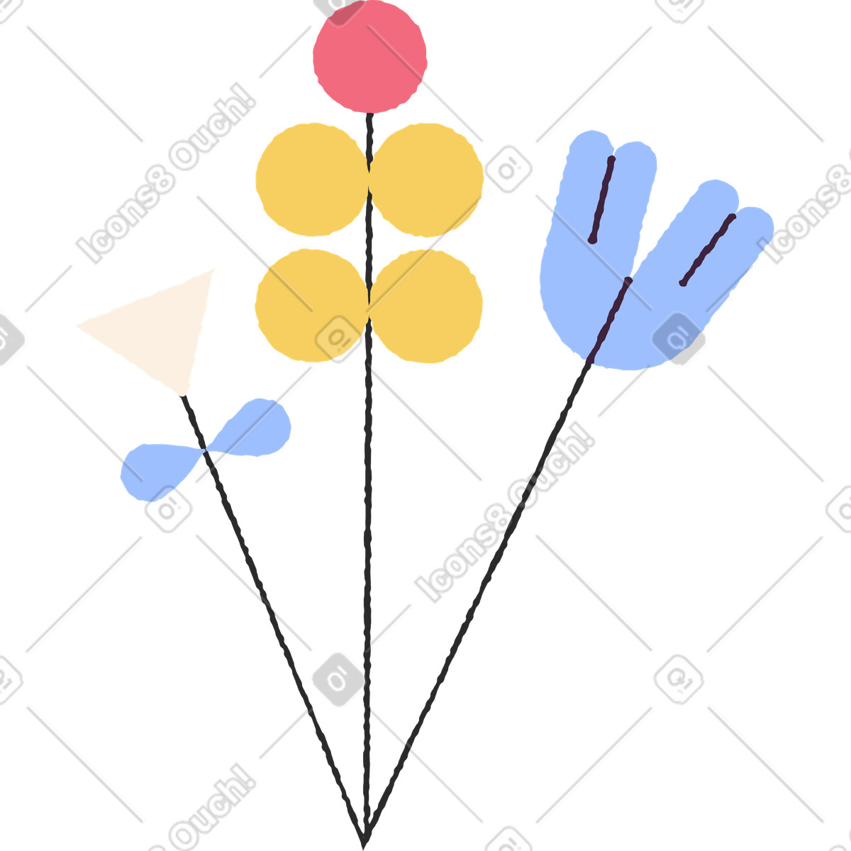 Ilustração de Flores em no estilo Pablo para baixar em PNG, SVG