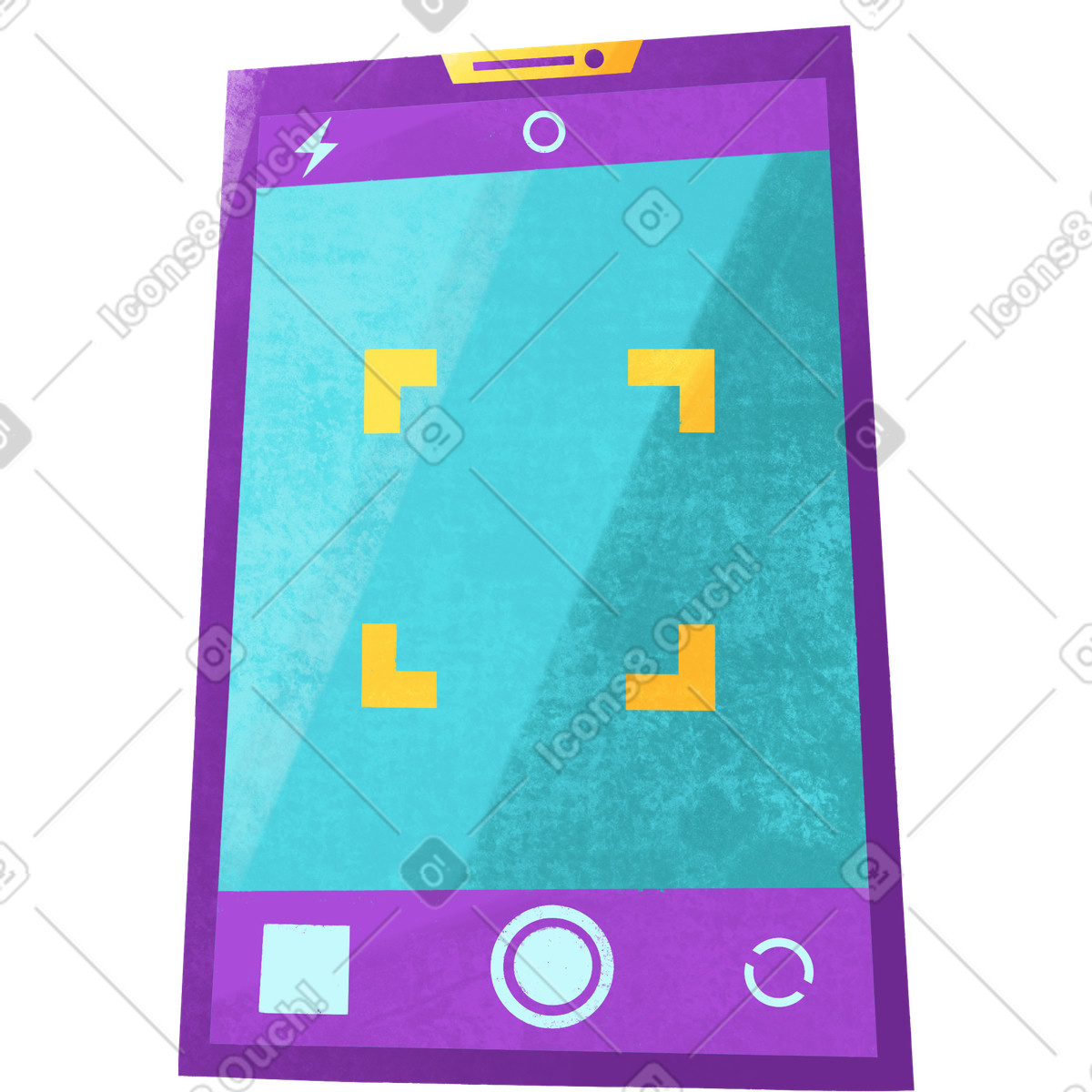 Phone with focused camera illustration in Bonbon style download in PNG, SVG