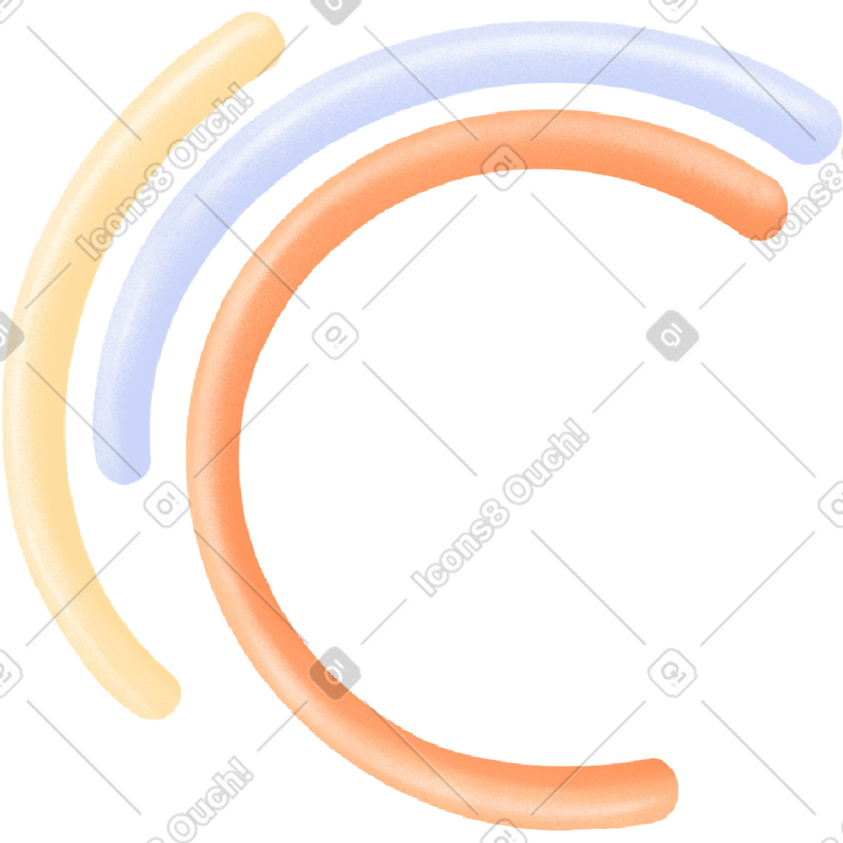 Colored volumetric semicircles illustration in PNG, SVG