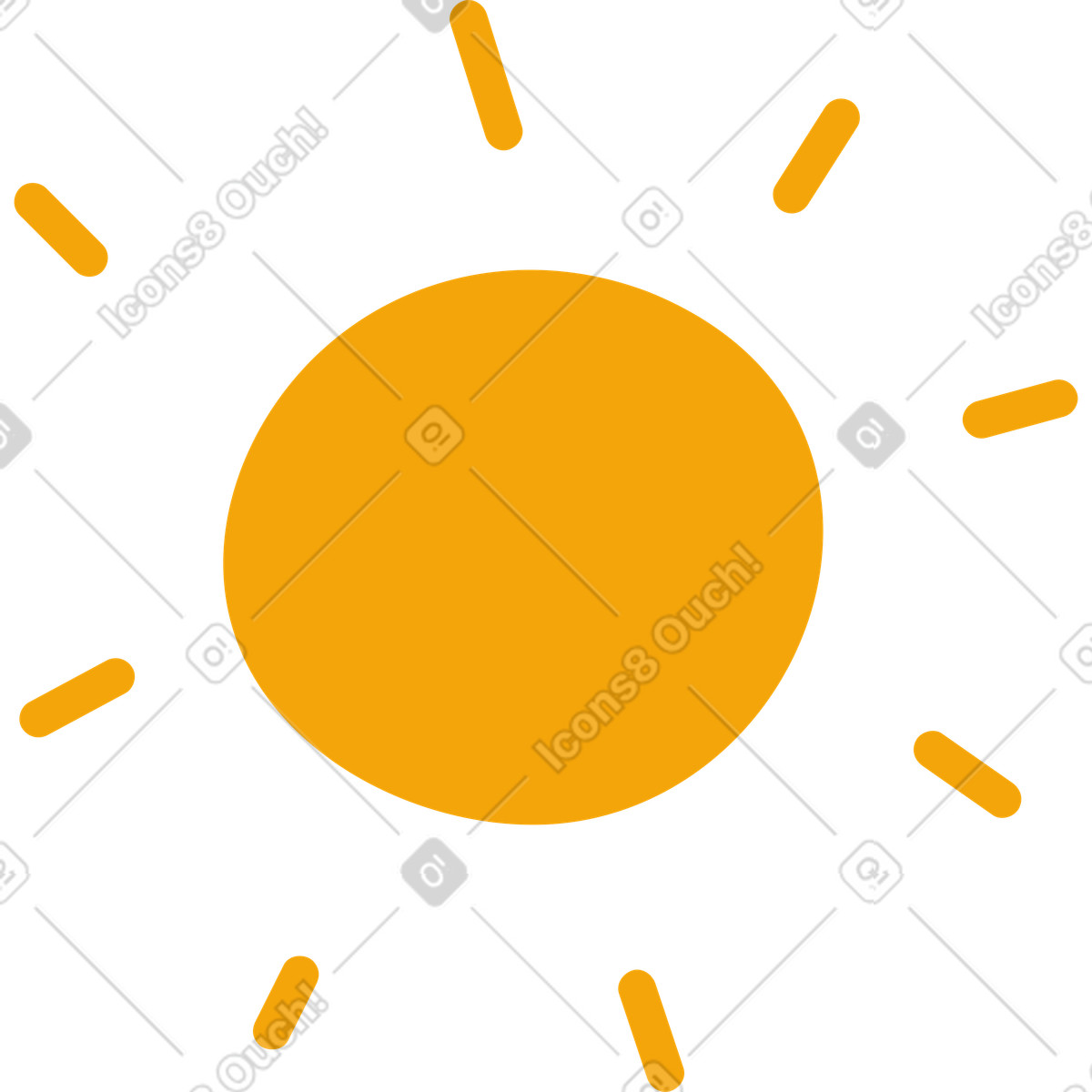 Иллюстрация Желтое солнце с лучами в PNG и SVG