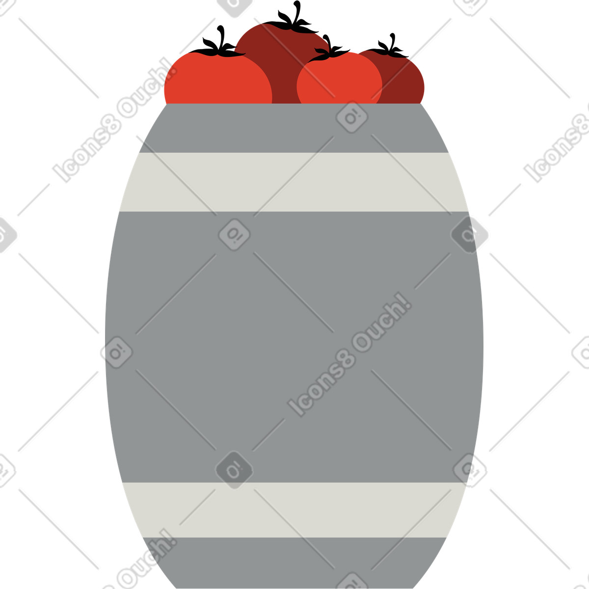 Fass mit tomaten-Illustration im Burgundy-Stil als Download in PNG, SVG