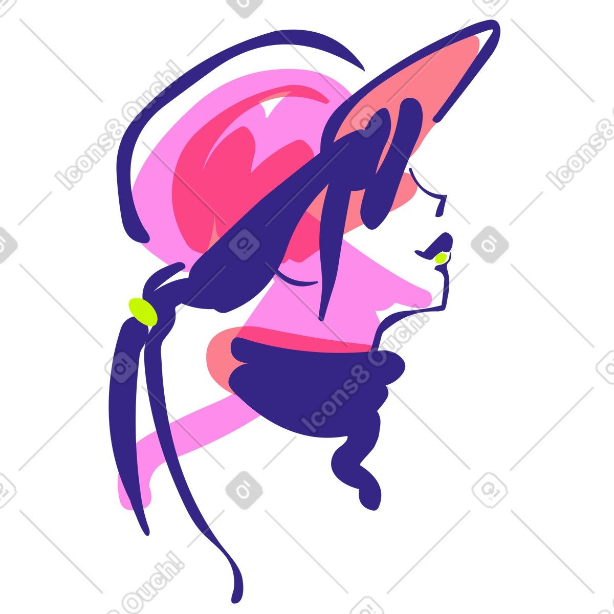 Weiblicher benutzer-avatar/profilbild-Illustration im Glam-Stil als Download in PNG, SVG