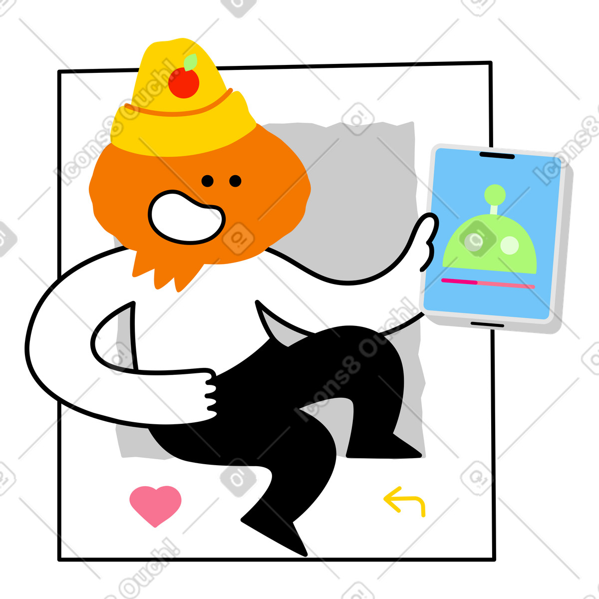 Giggle スタイルの ソーシャルメディアでの android タブレットのアフィリエイト広告 のイラストをPNG、SVG形式でダウンロード