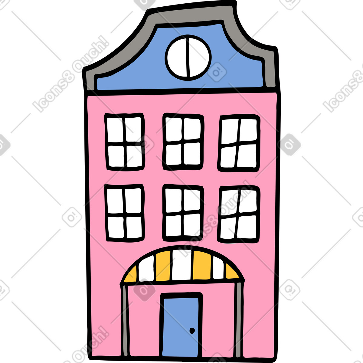Großes rosa haus-Illustration im Comic-Stil als Download in PNG, SVG