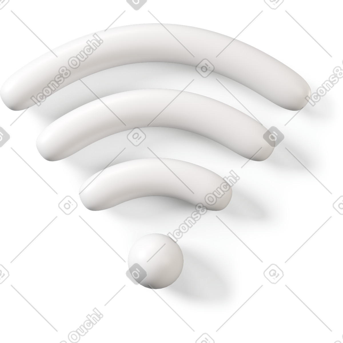 3D Buddy スタイルの 白いwifiアイコン のイラストをPNG、SVG形式でダウンロード