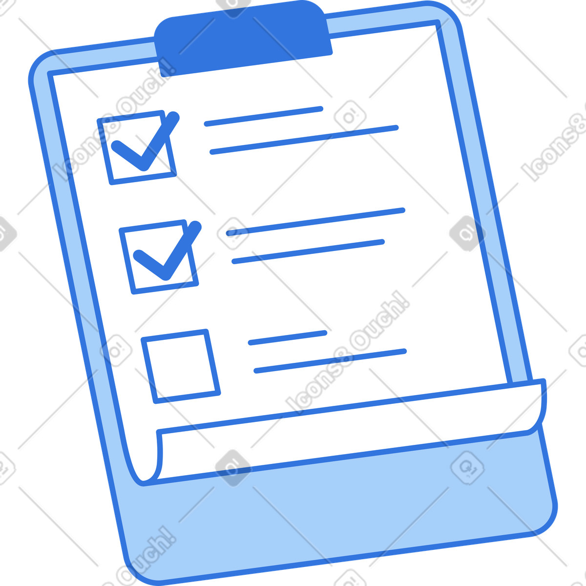 Clipboard with checklist illustration in Sky style download in PNG, SVG