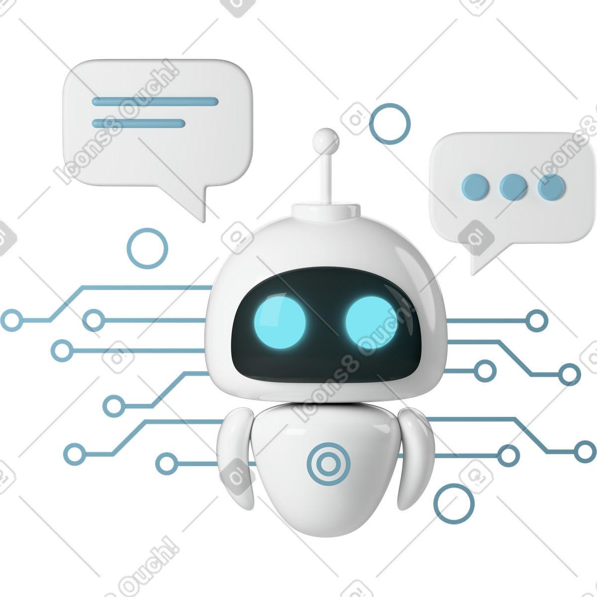 Chatbot with text messages illustration in 3D Business style download in PNG, SVG