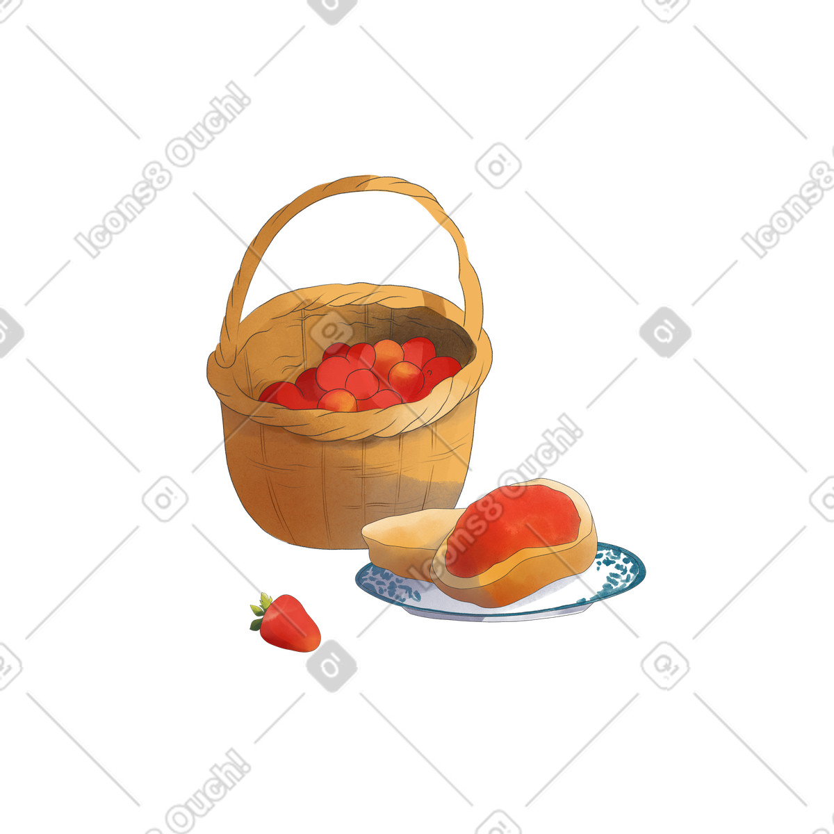 Natura morta con frutti di bosco e pane marmellata illustrazione in stile Seasons scarica in PNG, SVG