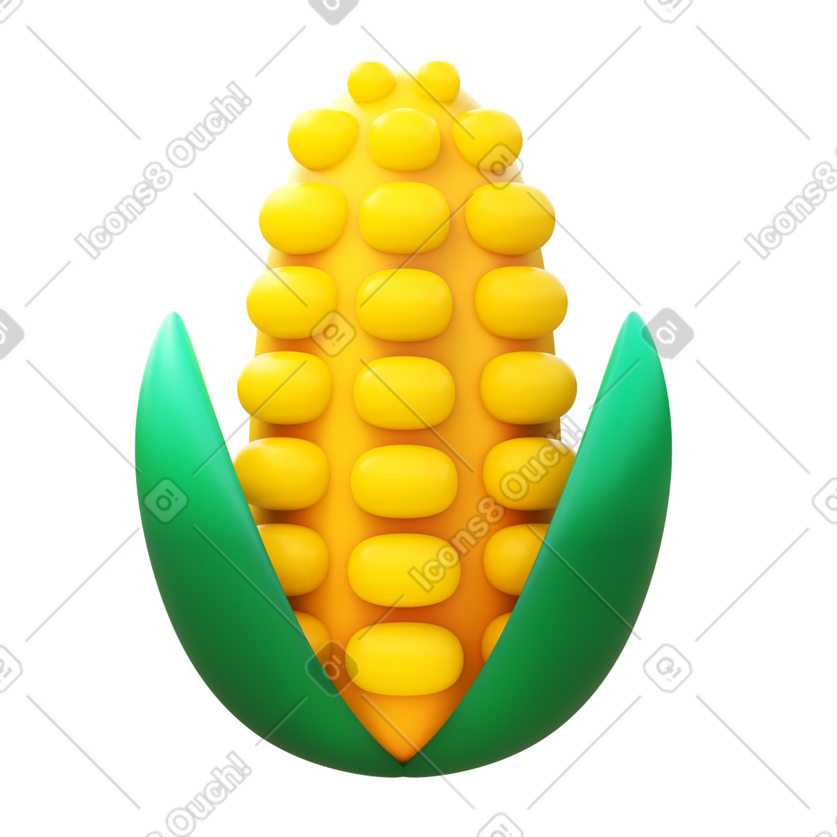3D Fluency 스타일의 Corn 일러스트레이션 PNG, SVG 다운로드