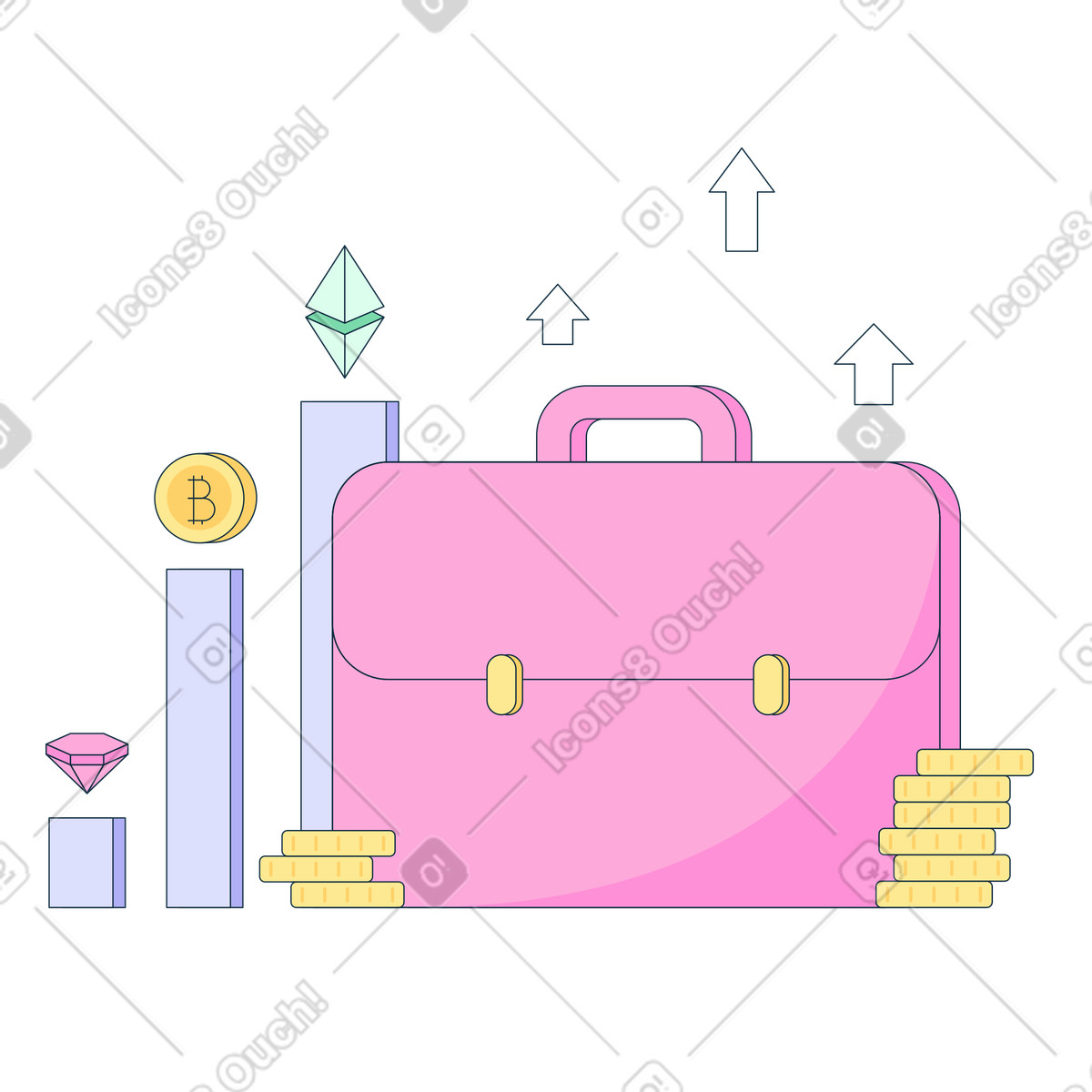 Investment portfolio growth with chart illustration in PNG, SVG