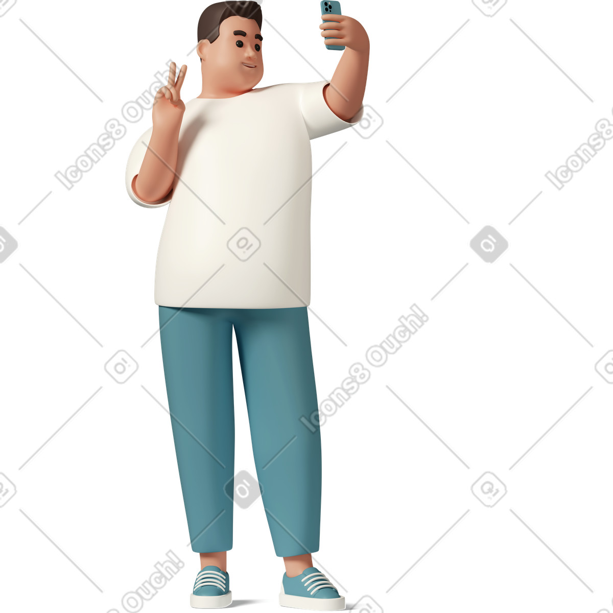 Illustration Man taking selfie dans le style 3D Casual life à télécharger aux formats PNG, SVG