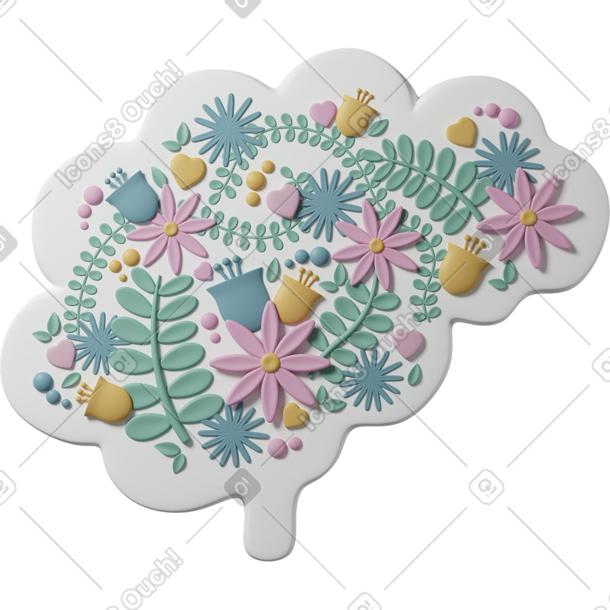 3D Casual life 스타일의 Brain flourishing 일러스트레이션 PNG, SVG 다운로드