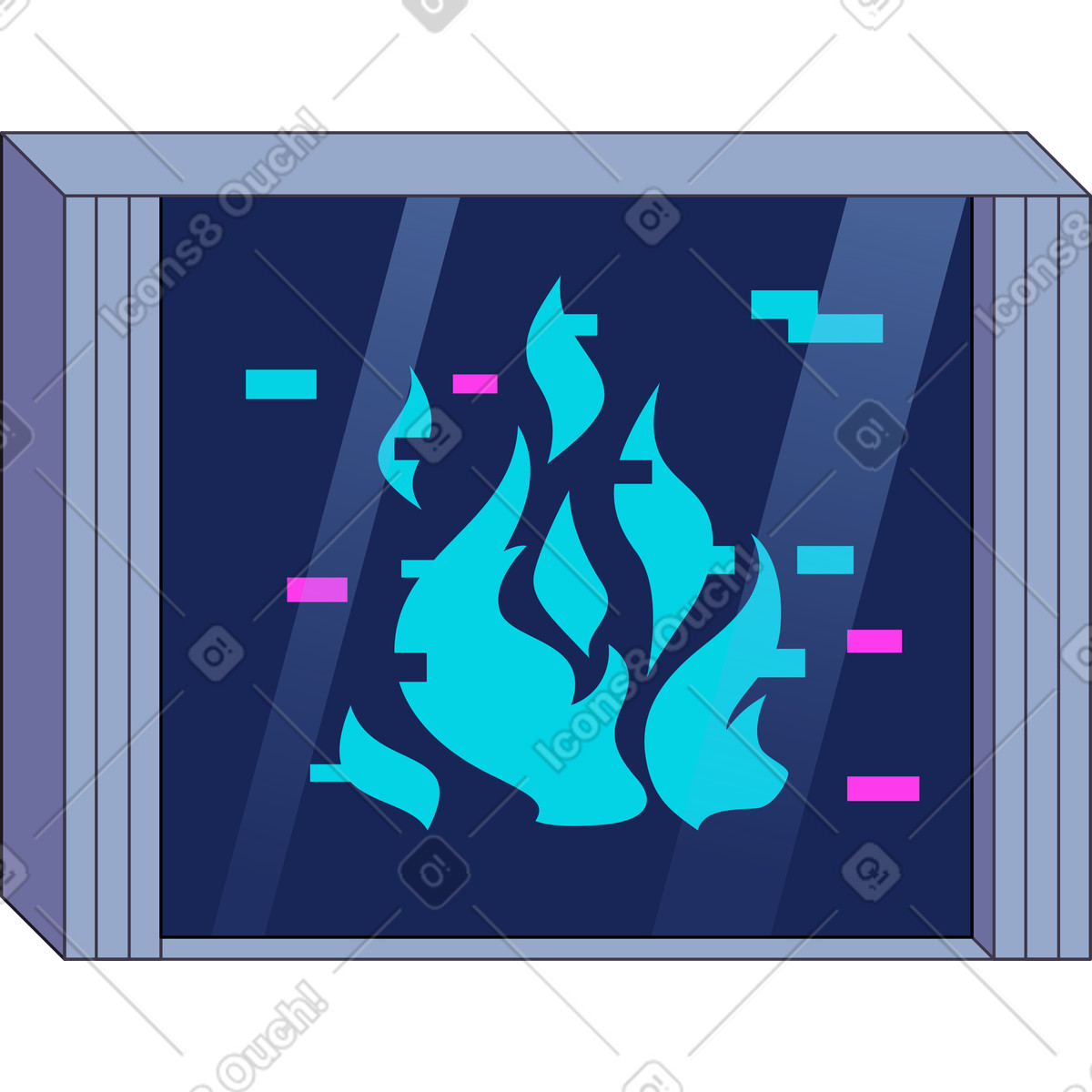 Electronic fireplace illustration in PNG, SVG