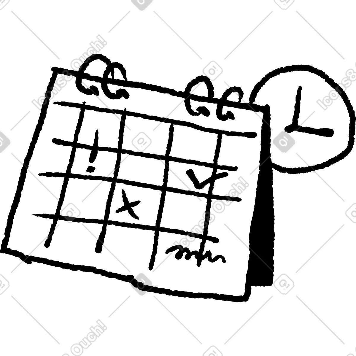 Ilustração de Calendar schedule with clock emphasizing deadline and important appointment reminder em no estilo Black Chalk para baixar em PNG, SVG