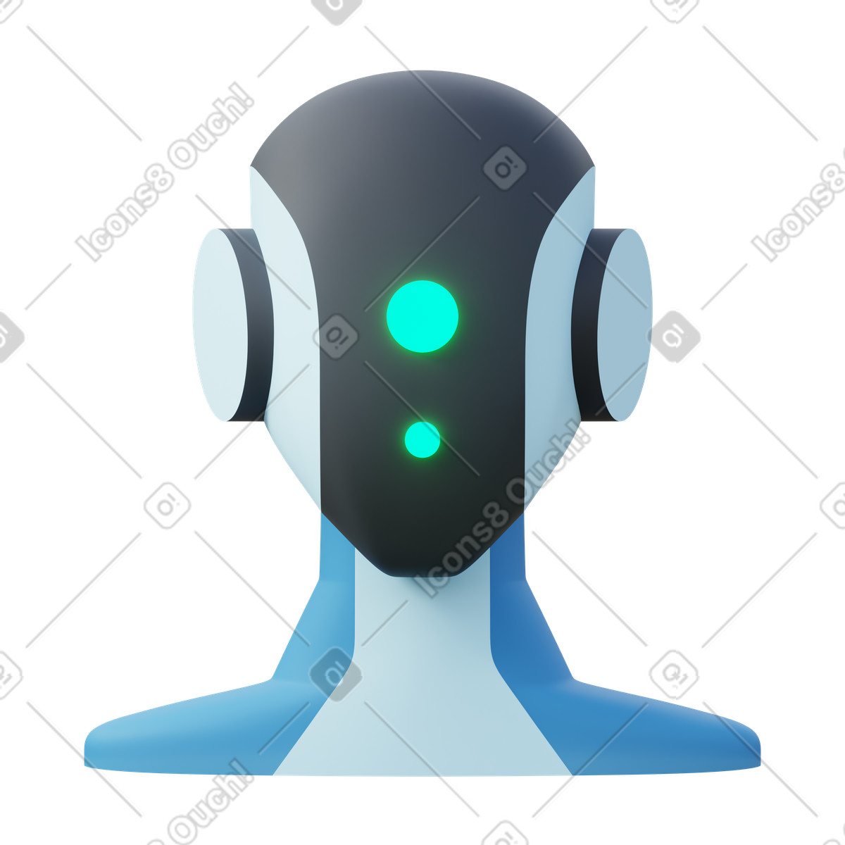 Robot with two glowing lights illustration in PNG, SVG