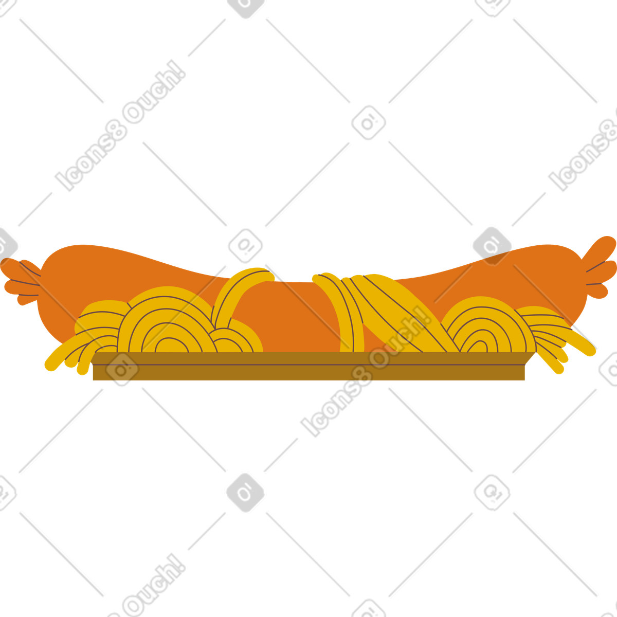 下载 Woof 风格的 香肠和意大利面 插画，支持 PNG、SVG 格式