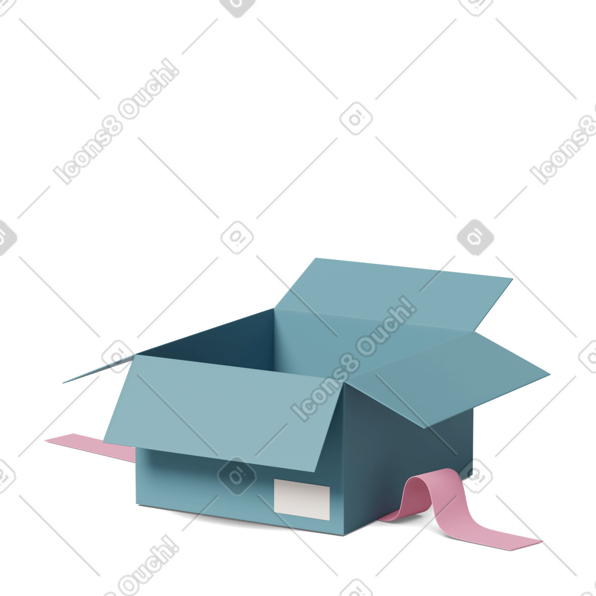 Ilustração de Open blue cardboard box em no estilo 3D Casual life para baixar em PNG, SVG