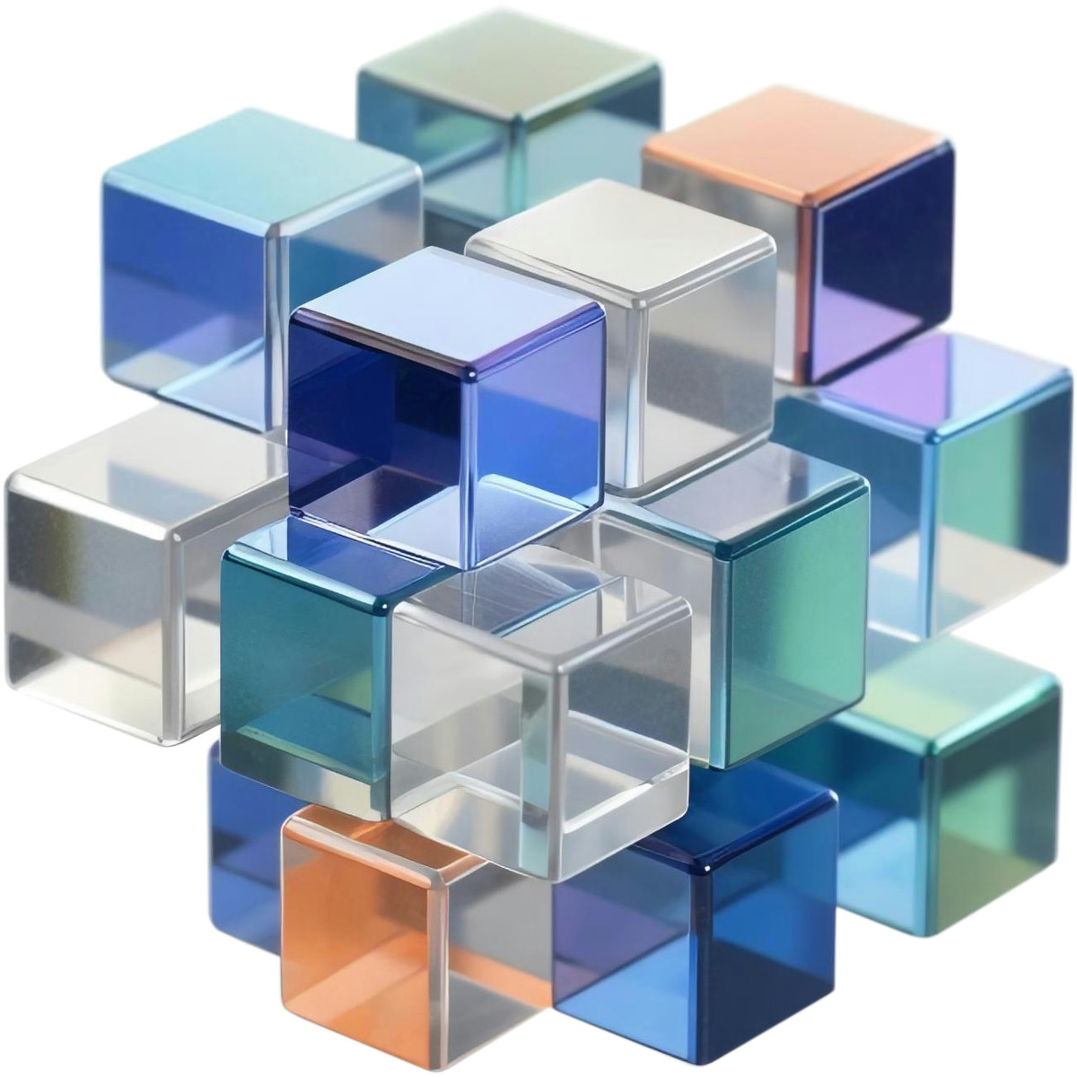Blocks composition illustration in 3D style download in PNG, SVG