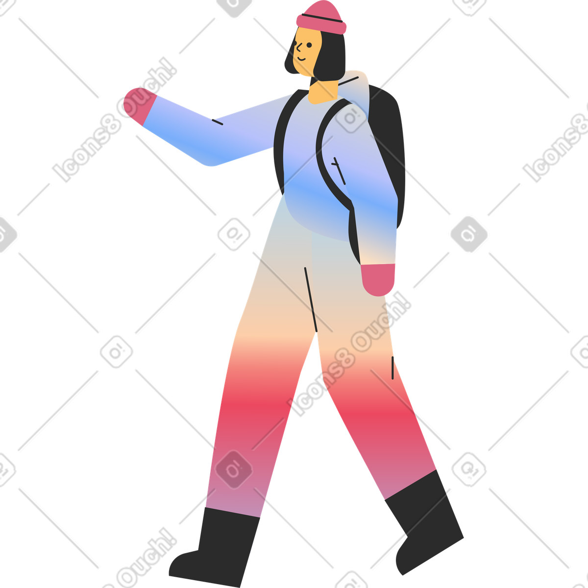 下载 Marginalia 风格的 旅游女孩 插画，支持 PNG、SVG 格式