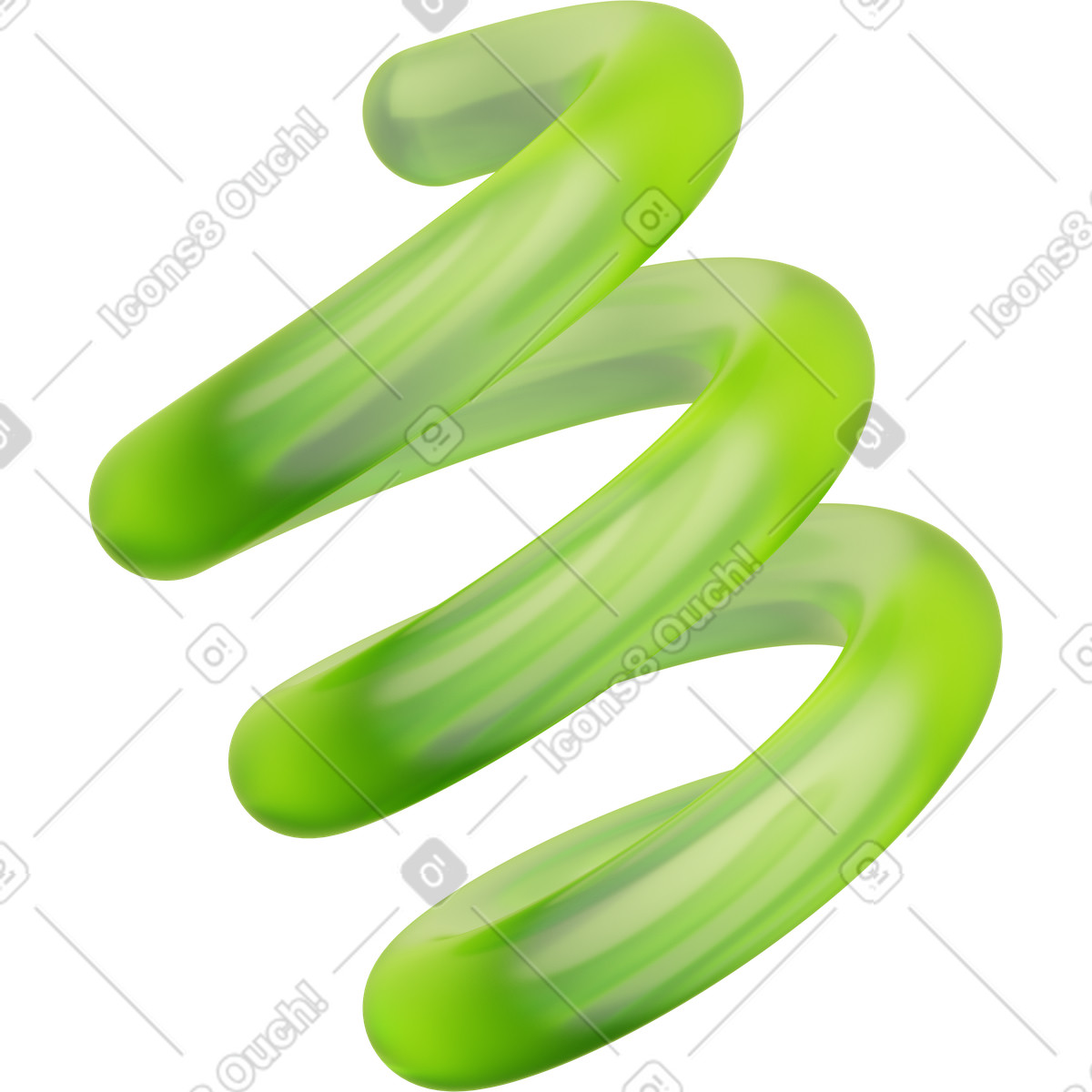 Molla in vetro verde 3d, spirale traslucida, forma a astratta illustrazione stile 3D Playful scarica PNG, SVG
