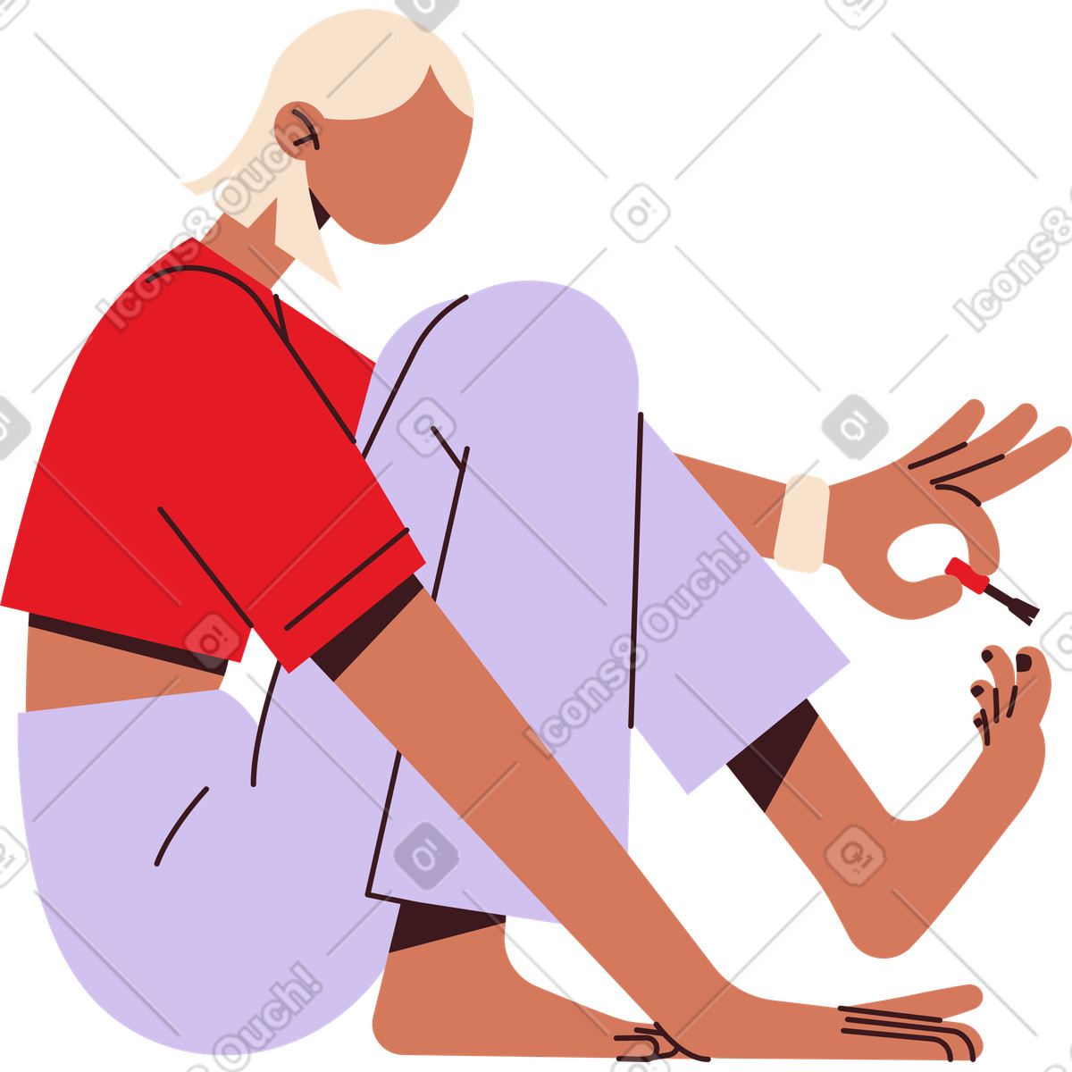 Young woman paining her toenails illustration in Folks style download in PNG, SVG