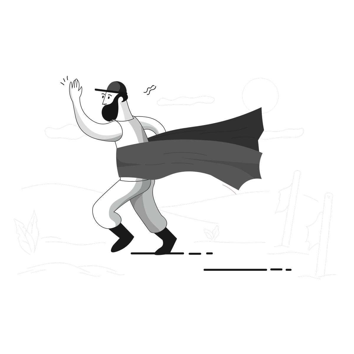 Иллюстрация Bearded runner breaking finish line tape в стиле Pixeltrue — скачать в форматах PNG, SVG