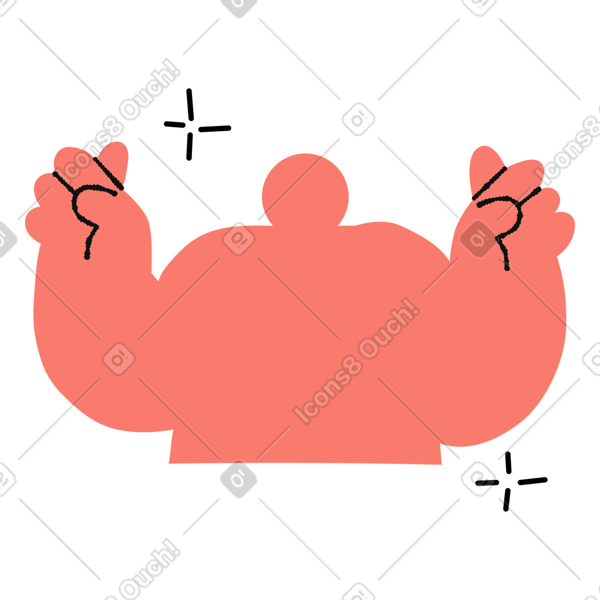 Bold People スタイルの Fingers crossed gesture character with sparkles expressing hopeful anticipation のイラストをPNG、SVG形式でダウンロード