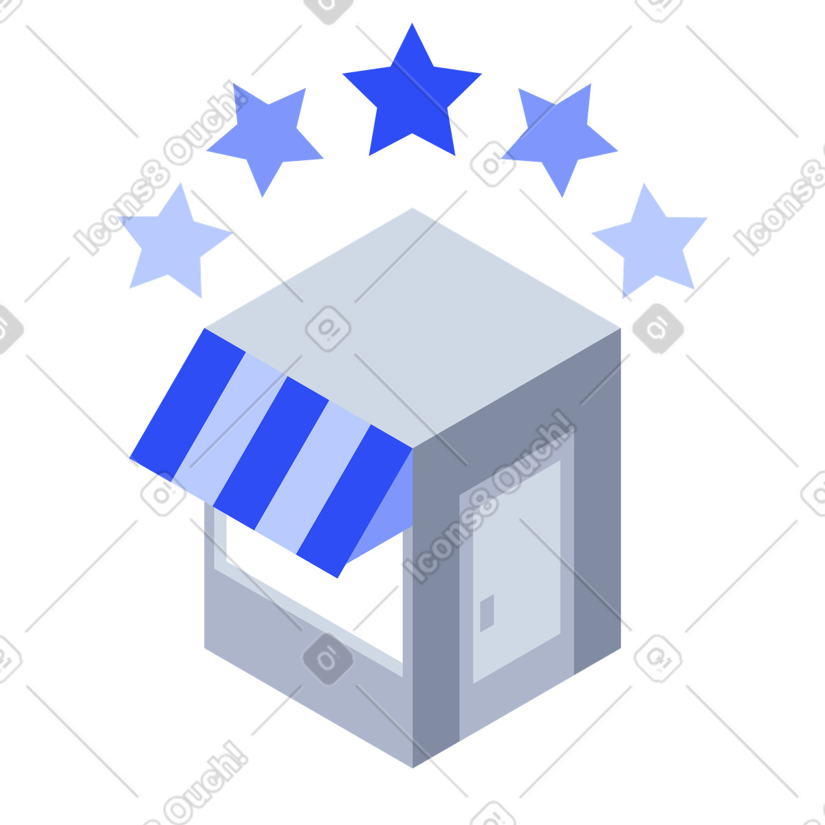 Illustration Small business storefront with excellent online review score dans le style System à télécharger aux formats PNG, SVG