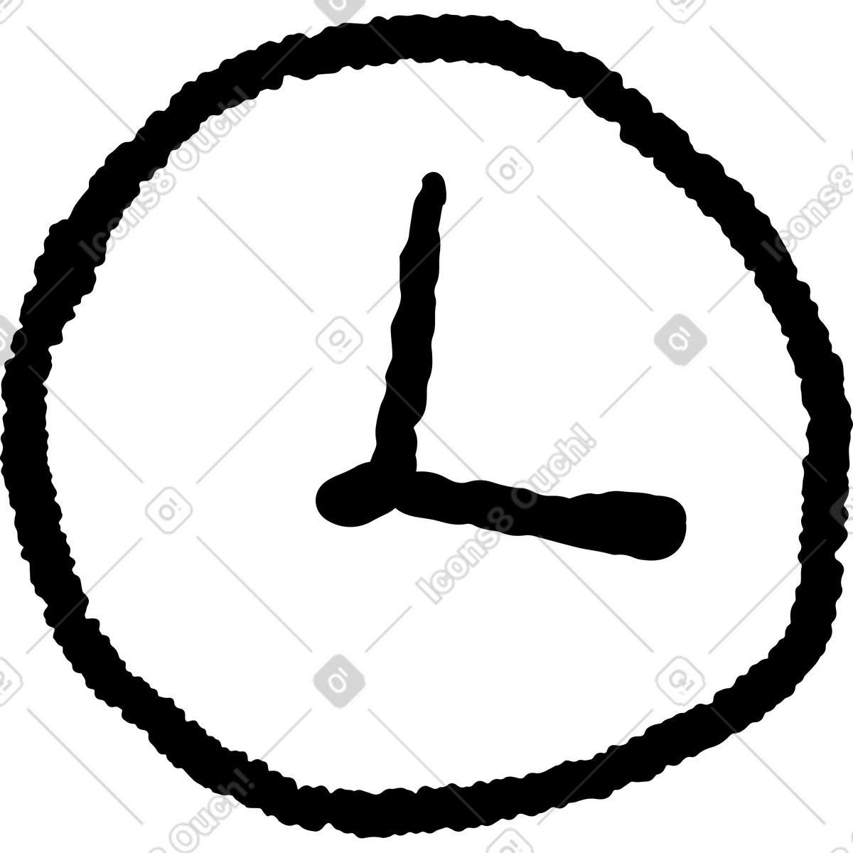 Ilustração de Time symbol minimal clock sketch with rough circular border em no estilo Black Chalk para baixar em PNG, SVG