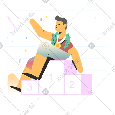 A man sitting on top of a podium PNG, SVG