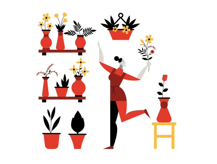 An abstract scene composed of precise triangles, circles, and polygons - Geometric illustration style