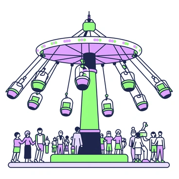 An amusement park ride that uses levers to swing passengers in circular motions