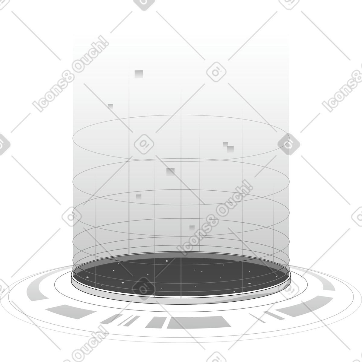 下载 Futuristic 风格的 具有发光圆形能量场的未来主义门户平台 插画，支持 PNG、SVG 格式