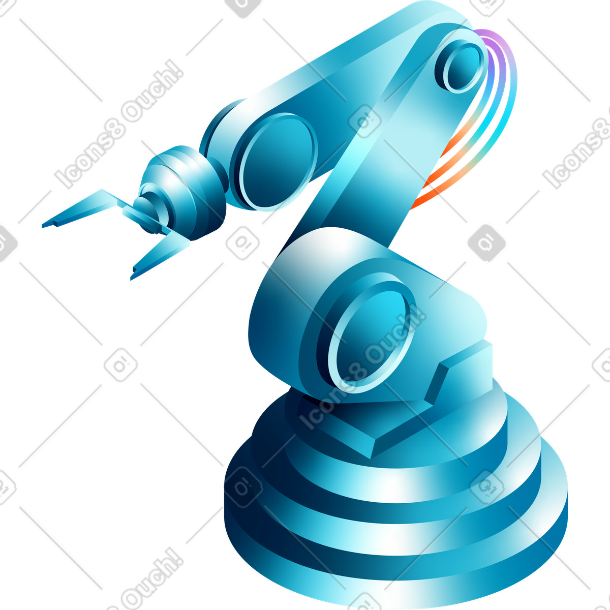 Mechanical robot arm illustration in PNG, SVG